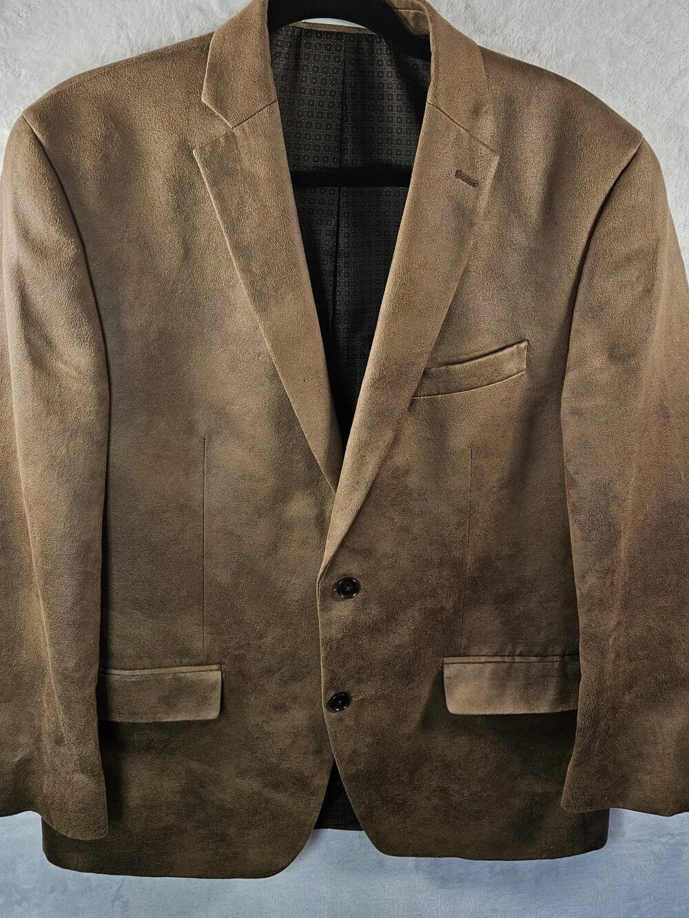 Michael Kors Blazer Sport Coat Faux Suede Distressed Tan Brown Men's Size Large